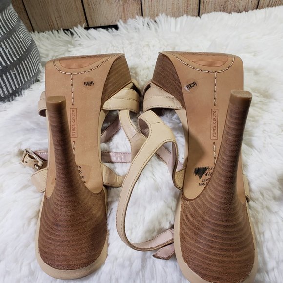 VINCE CAMUTO Women's Size 9.5 Wide Beige Ankle Strap, Open Toe Heels - Picture 13 of 14